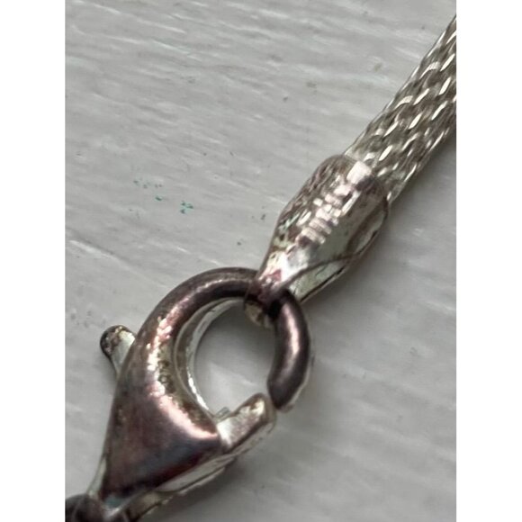 Sterling Silver Mesh Chain Necklace 18" SU Italy 925 - Picture 4 of 5